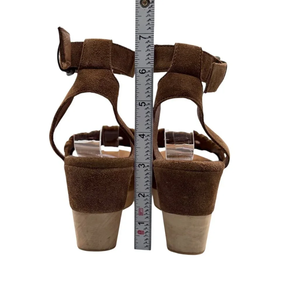 AllSaints Brown Suede Yuki Boho Wooden Platform Sandals (EU 39)